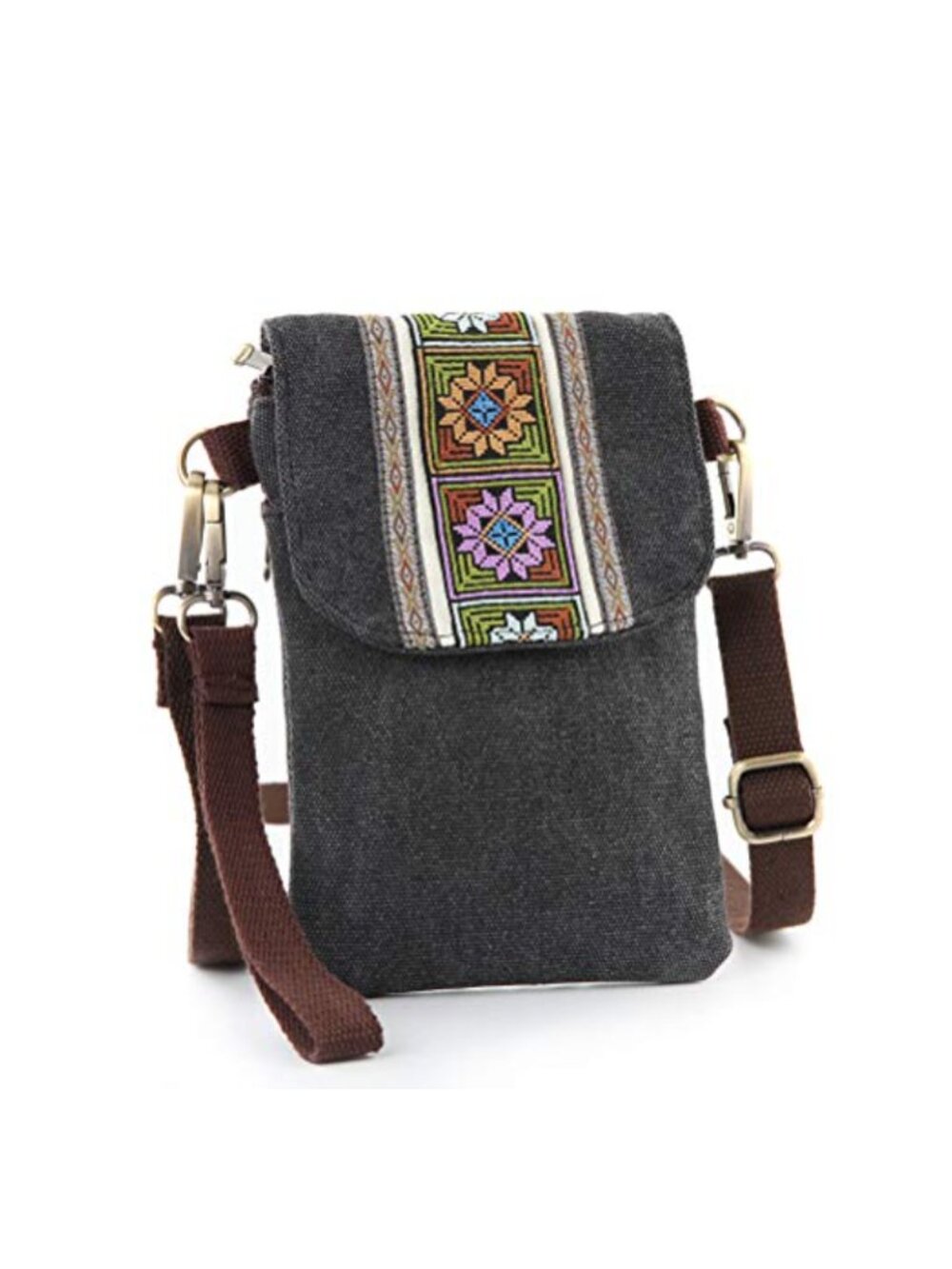 Embroidered Mini Crossbody Bag Small Handbag Cell Phone Pouch Coin Purse